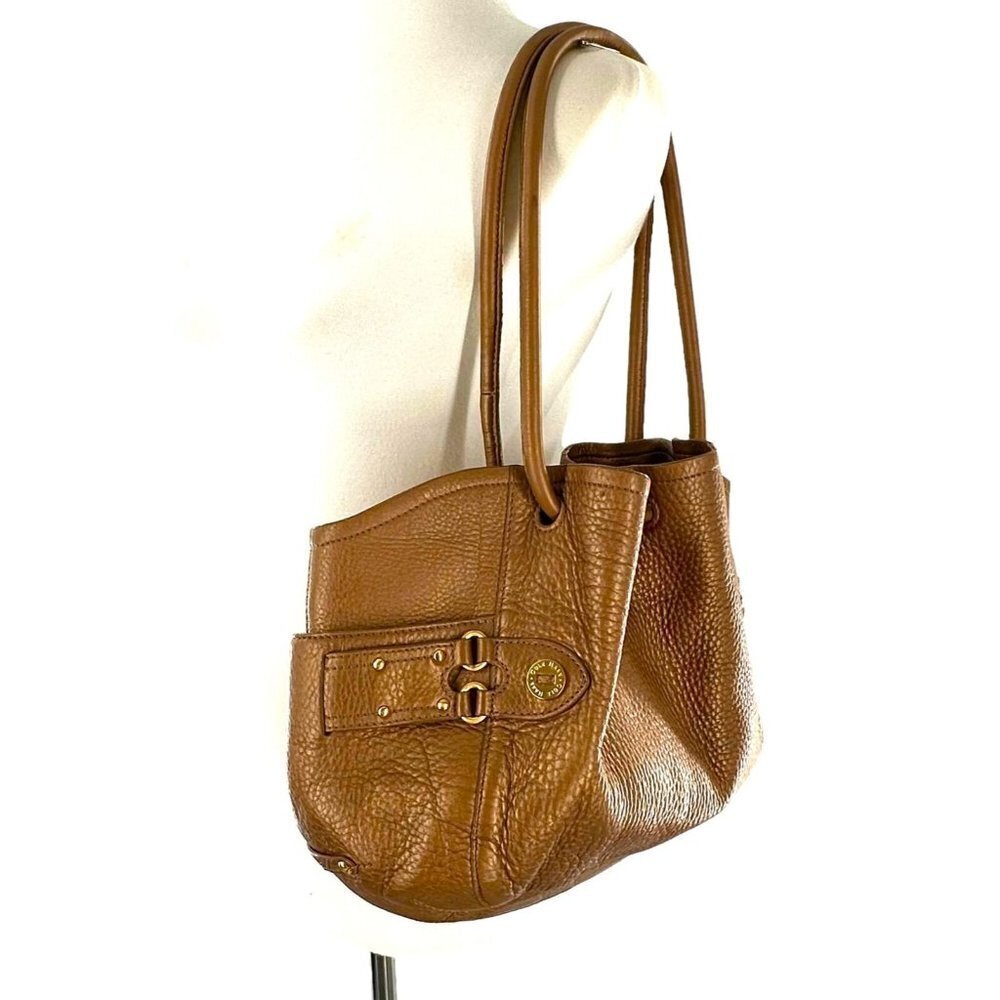 Cole Haan Denney Dark Gold Pebbled Leather Shoulder Bag Handbag